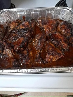 Jerk marinade on the chicken