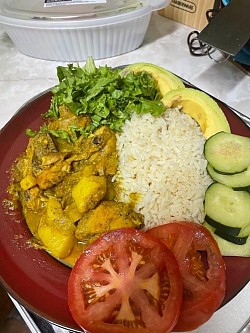 Curry paste on the chicken